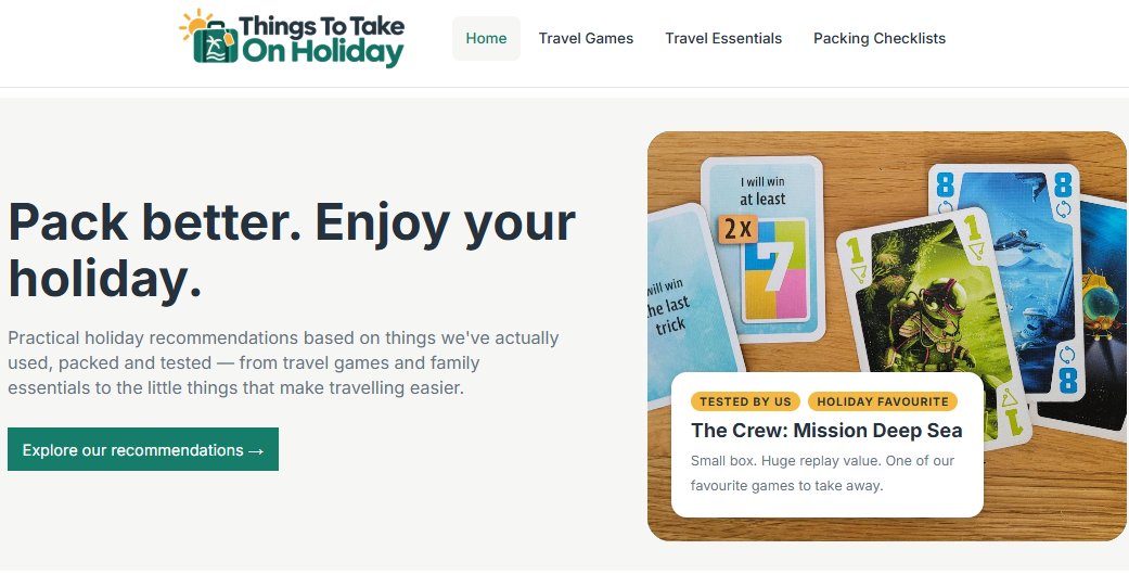 Homepage of thingstotakeonholiday.com